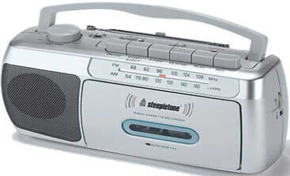 Steepletone Portable MW/FM Radio Tape Cassette Player Recorder Built in Mic NEW