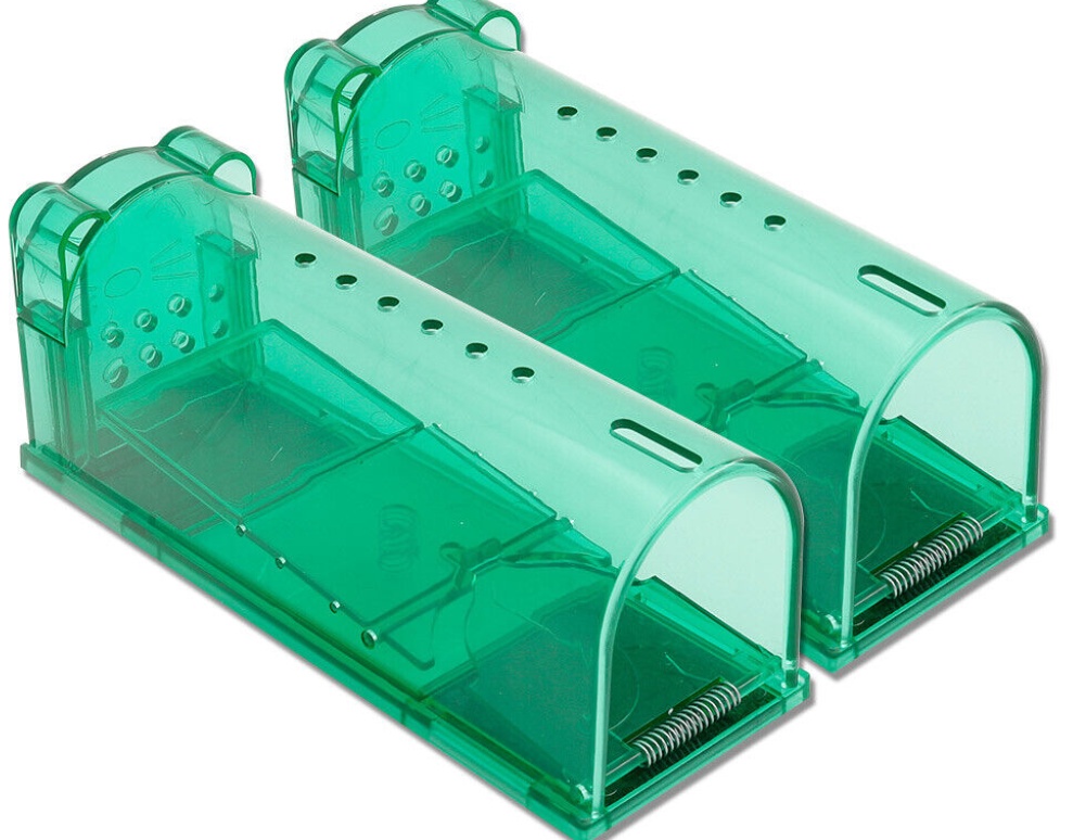 2PCS Mouse Trap Humane Live Catcher Vermin Rodent Cage Pest No Kill Reusable