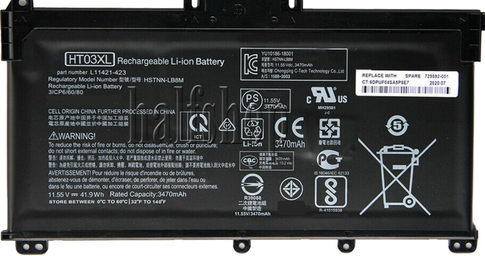 New HT03XL Battery For HP 17-by0000 HSTNN-IB8O L11421-1C1 L11119-855 HSTNN-UB7J