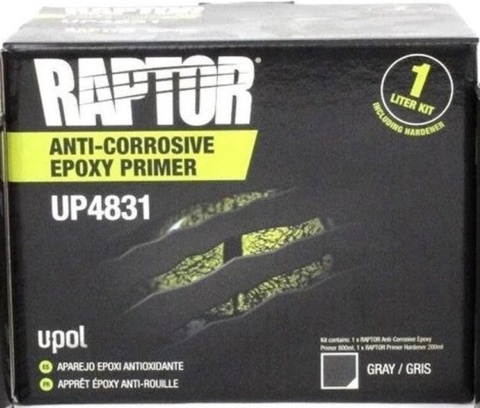 U-Pol Raptor Anti Corrosive Epoxy Primer Grey 1 litre Kit plus Hardener Upol