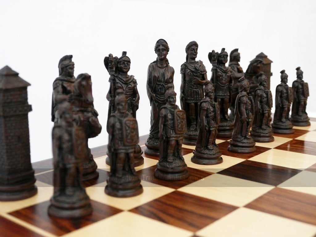 Berkeley Roman Chess Set - cream and brown