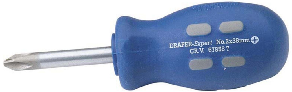 Draper 67858 Cross Slot Mechanics Screwdriver 38mm No2 (Sold Loose)