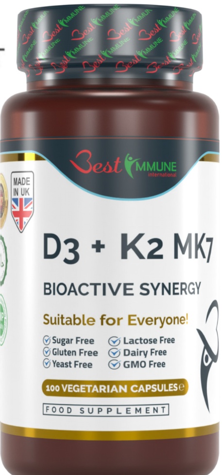 Natural Vitamin D3 2000IU K2 MK7 100mcg 100 Pharmaceutical Grade Capsules