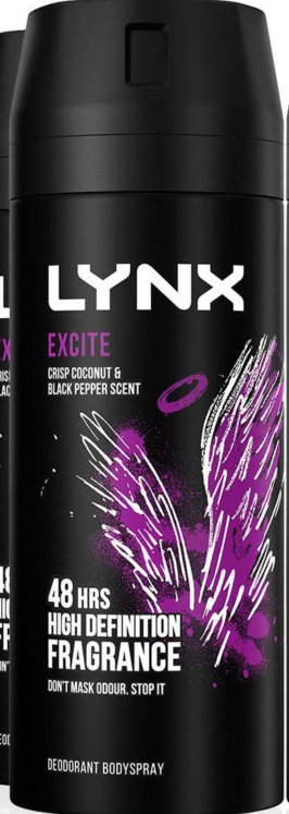 Lynx Excite Body Spray 150ml 3 Pack Mens Deodorant 48H Coconut & Pepper Scent