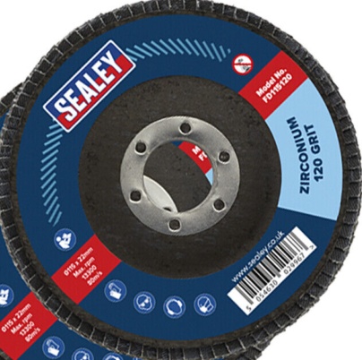 Sealey FD11512010 115mm Zirconium Flap Discs 120Grit 22mm Bore - Pack of 10