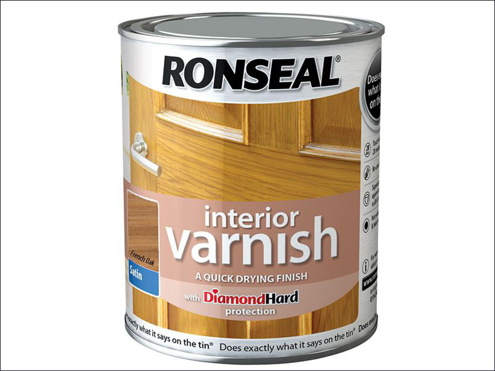 Ronseal Diamond Hard Coloured Interior Varnish - Satin - French Oak - 250ml | Fast-curing protective coating with enhanced abrasion resistance, touch dry in approximately 20 minutes. - Image 4