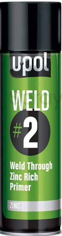 2 X  UPOL Weld 2 ZINC Weld Through Primer Aerosol Zinc Rich Primer 450ml WELD/AL