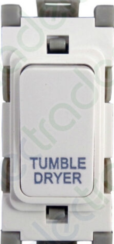 Deta G3555 Grid Switch 20 Amp Double Pole marked 'Tumble Dryer' (White)