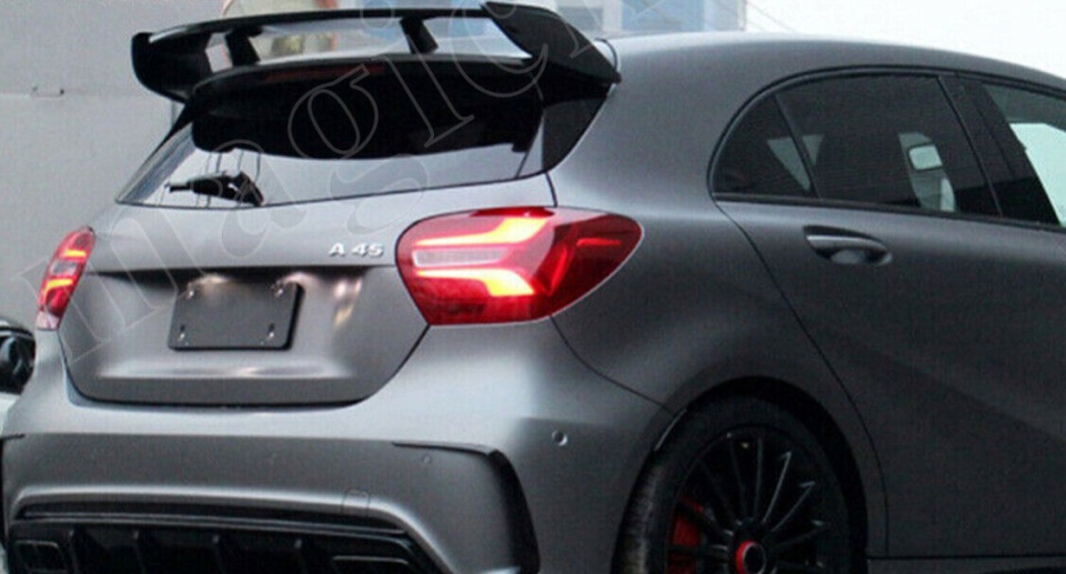 FOR MERCEDES W176 A CLASS A45 AMG LOOK REAR ROOF SPOILER HOOD WING GLOSS BLACK