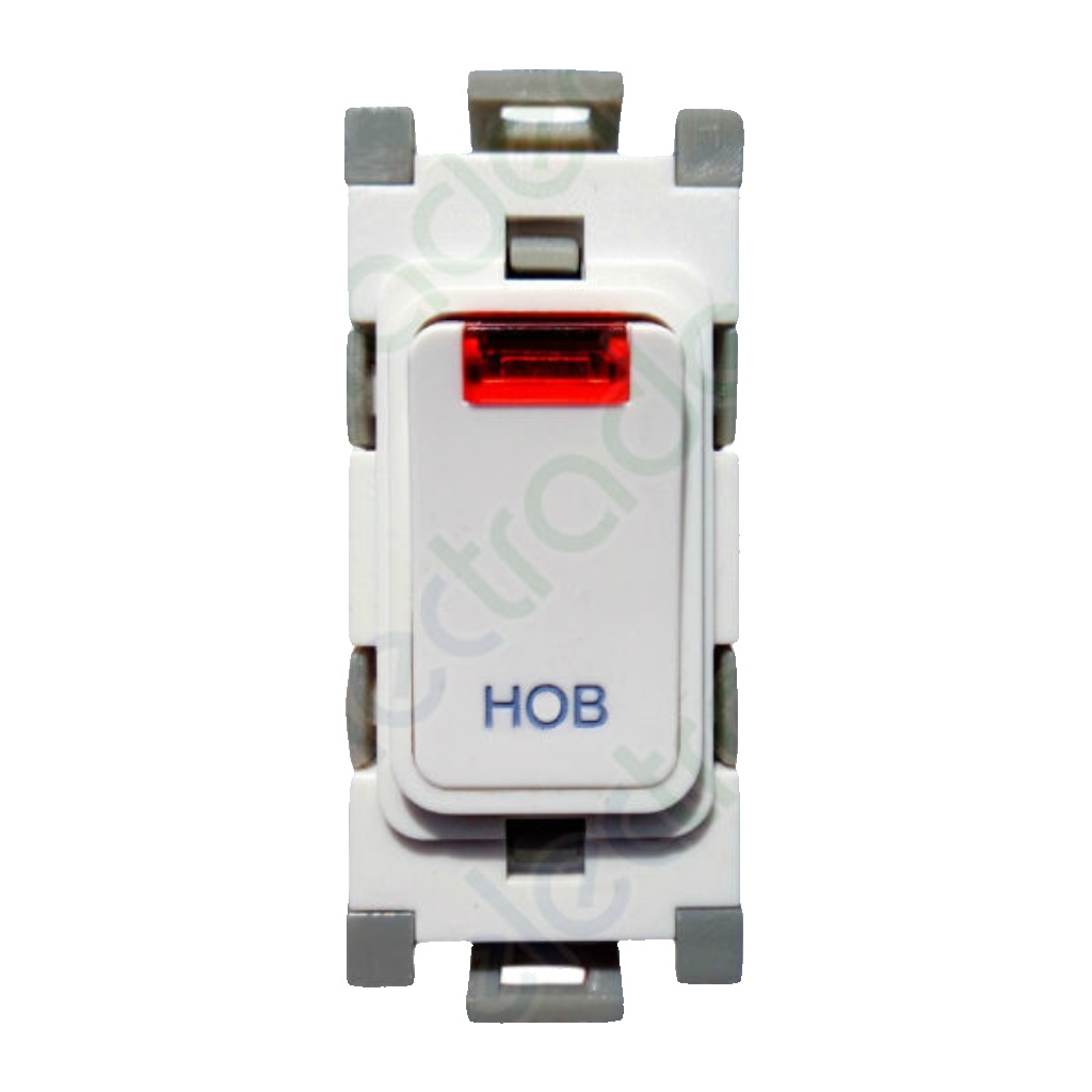 Deta G3572 Gridswitch White 1 Way 1 Module DP Grid Switch With Neon MarKED HOB