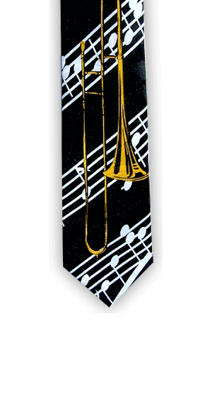 Trombone Tie - Music Tie - Gift for Trombone Teacher & Student - Music Gift