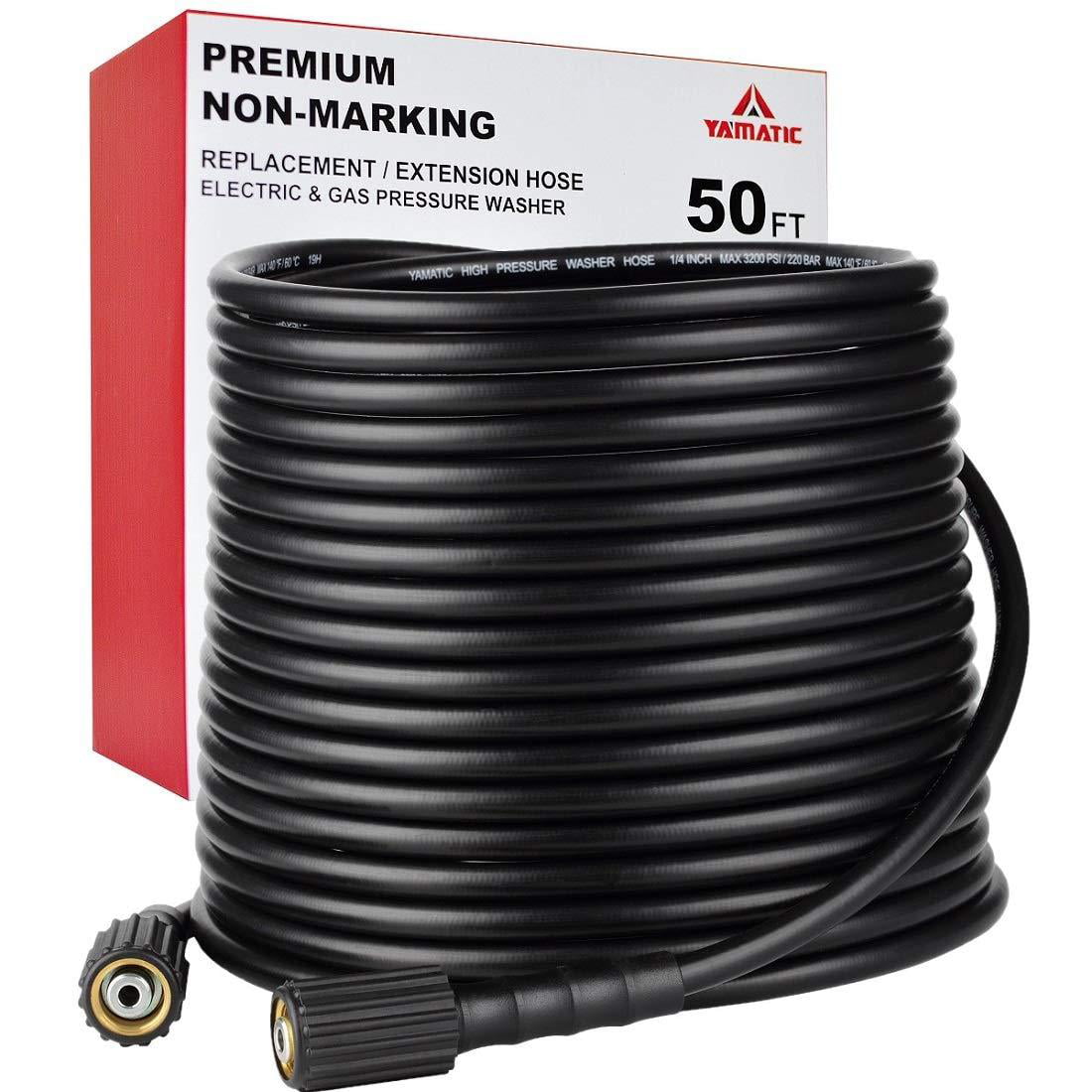 Yamatic M22pressure Washer Hose 15M/50Ft 1/4", Kink Resistant Power Washer Hose Replacement For Flexzilla Uberflex Ryobi Genarac Troy Bilt Honda Leak-Free