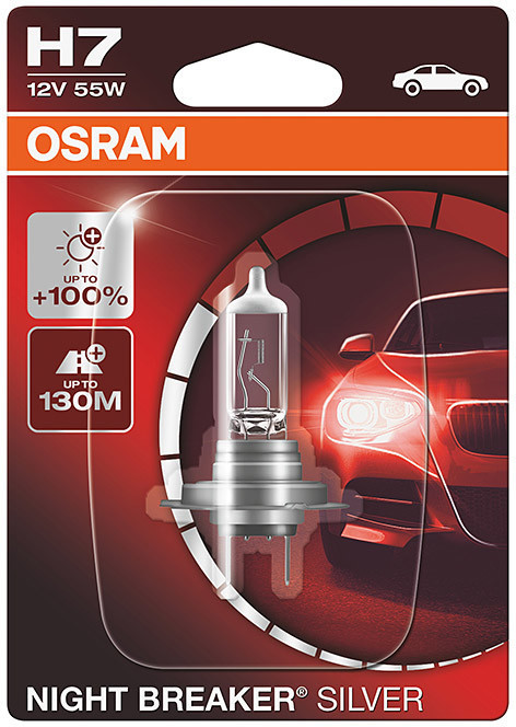 1x OSRAM H7 Night Breaker Silver Cornering Bulb For VW GOLF VII 2.0 GTI 11.13-