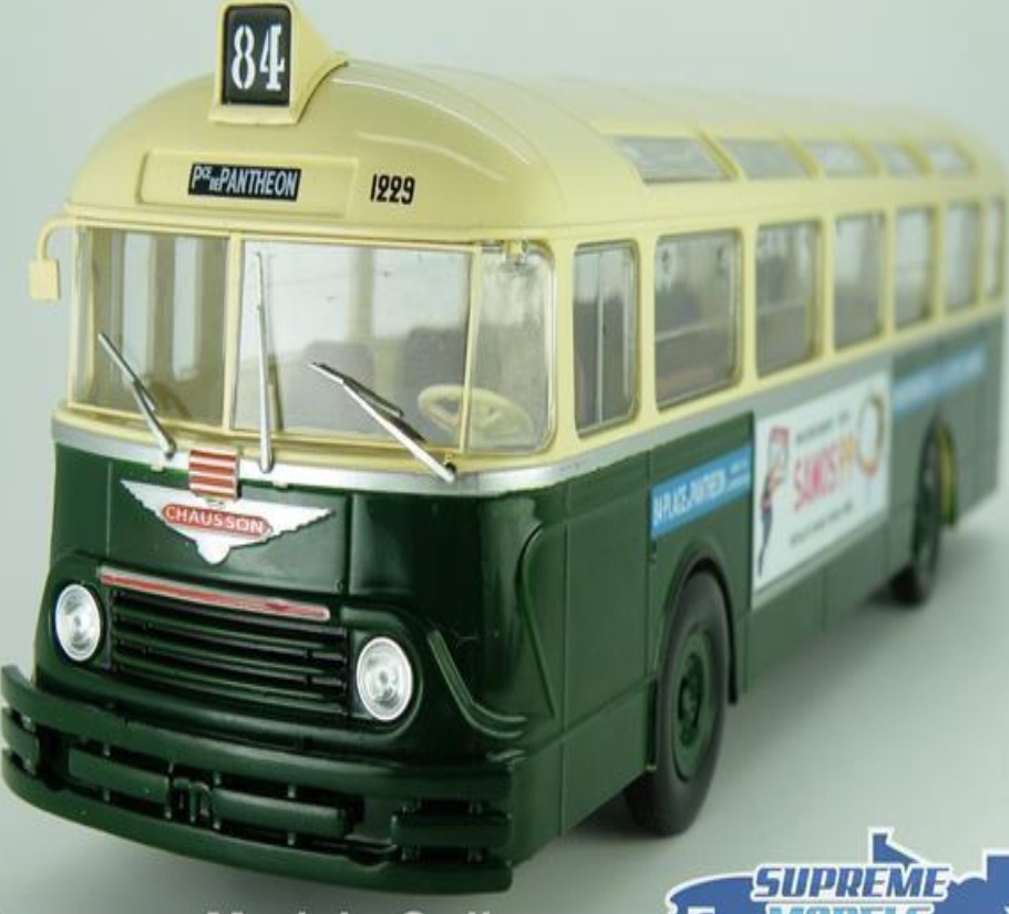 CHAUSSON APVU COACH MODEL BUS FRANCE 1:43 SCALE IXO 1956 PANTHEON PARIS GREEN K8