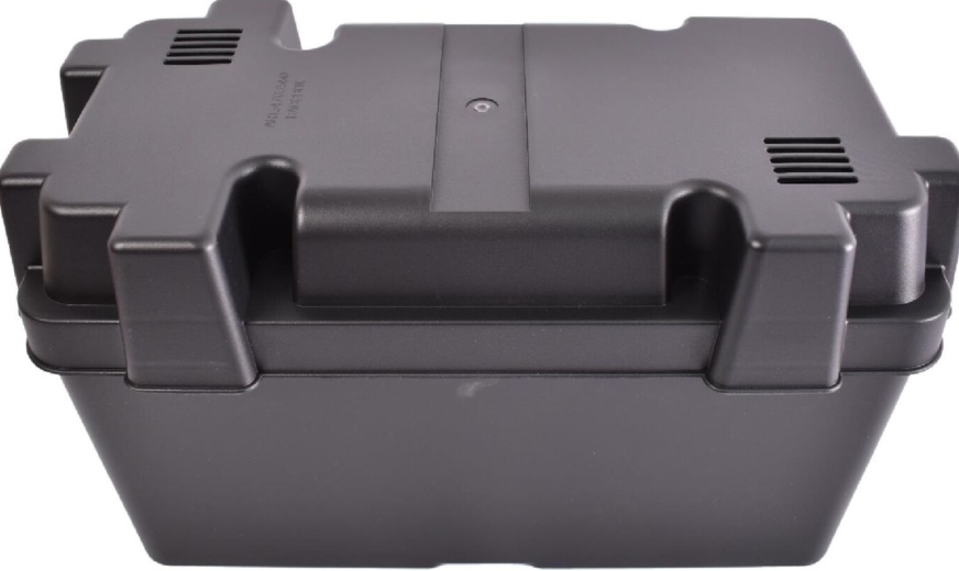 PLS Leisure Battery Box Black Large + Strap Caravan Motorhome Camper Boat PO588