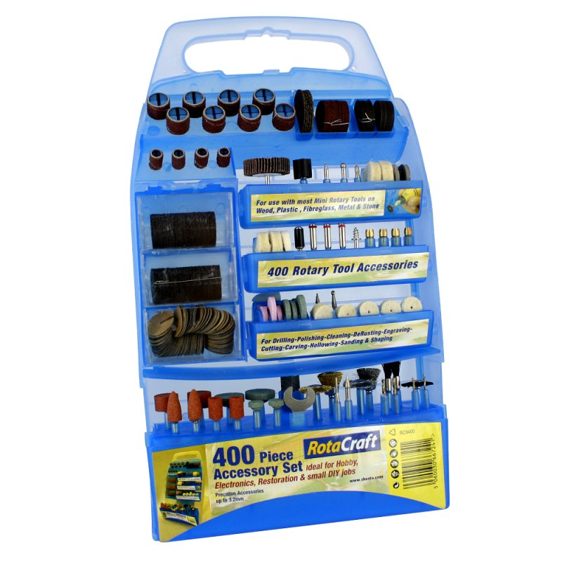 Rotary Tool ACCESSORY SET 400pc in portable display case ROTACRAFT RC9400