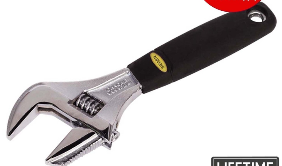 Siegen Adjustable Wrench Spanner 40mm Extra Wide Jaws Opening Pipe 200mm