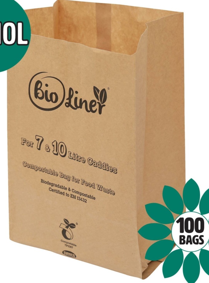 Bioliner 7 & 10L Paper Compostable Caddy Liners (Medium) - 150 Bags - 100 Bags / 100 - Image 2