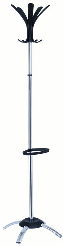 Alba Coat Stand PMCLEO Chrome with 10 Coat Hooks and Umbrella Holder Cleo Black
