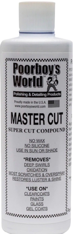 Poorboy's World Master Cut Compound 16OZ 473ml Remove Swirls Oxidation Scratches