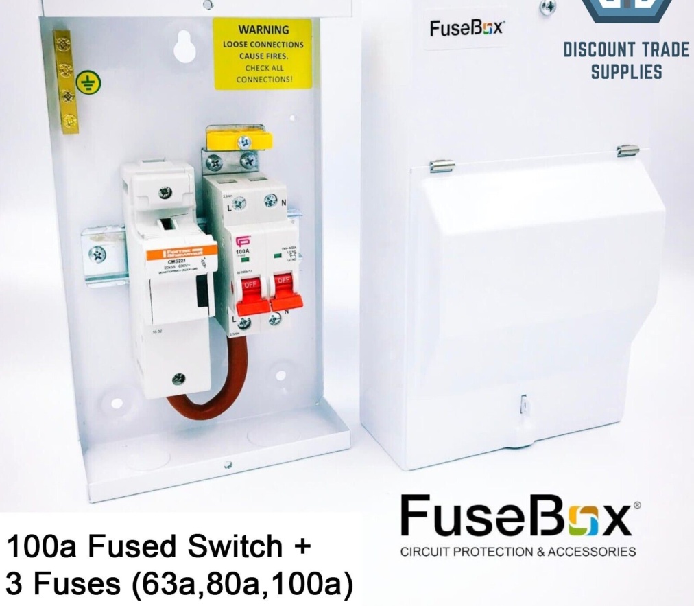 Fusebox SF0100 Metal Clad Fused Mains Switch Isolator 63A 80A 100A Fuses