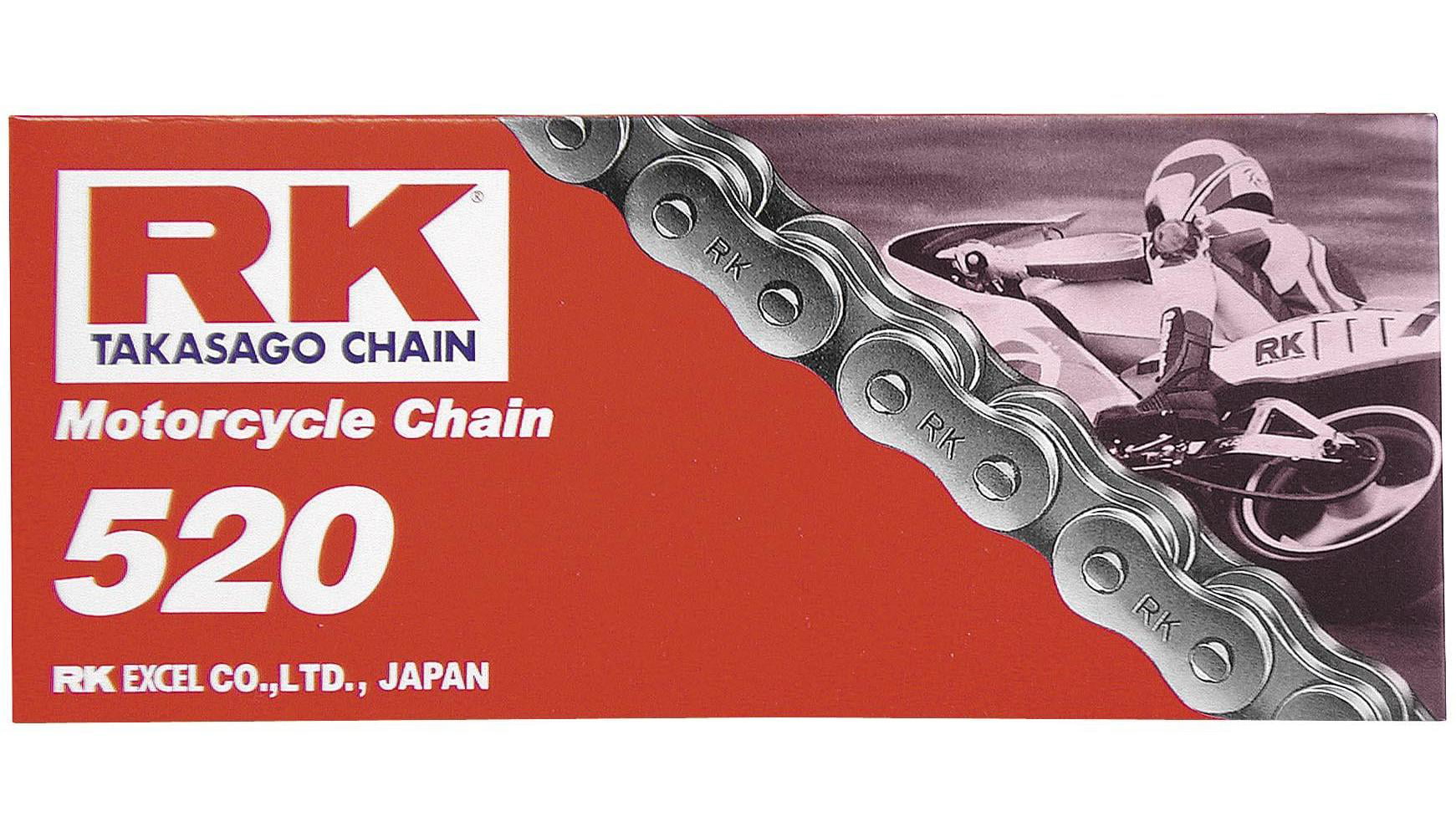 RK 520 Standard Motorcycle Chain 98 Links Durable Carbon Alloy Steel Quad Rivet