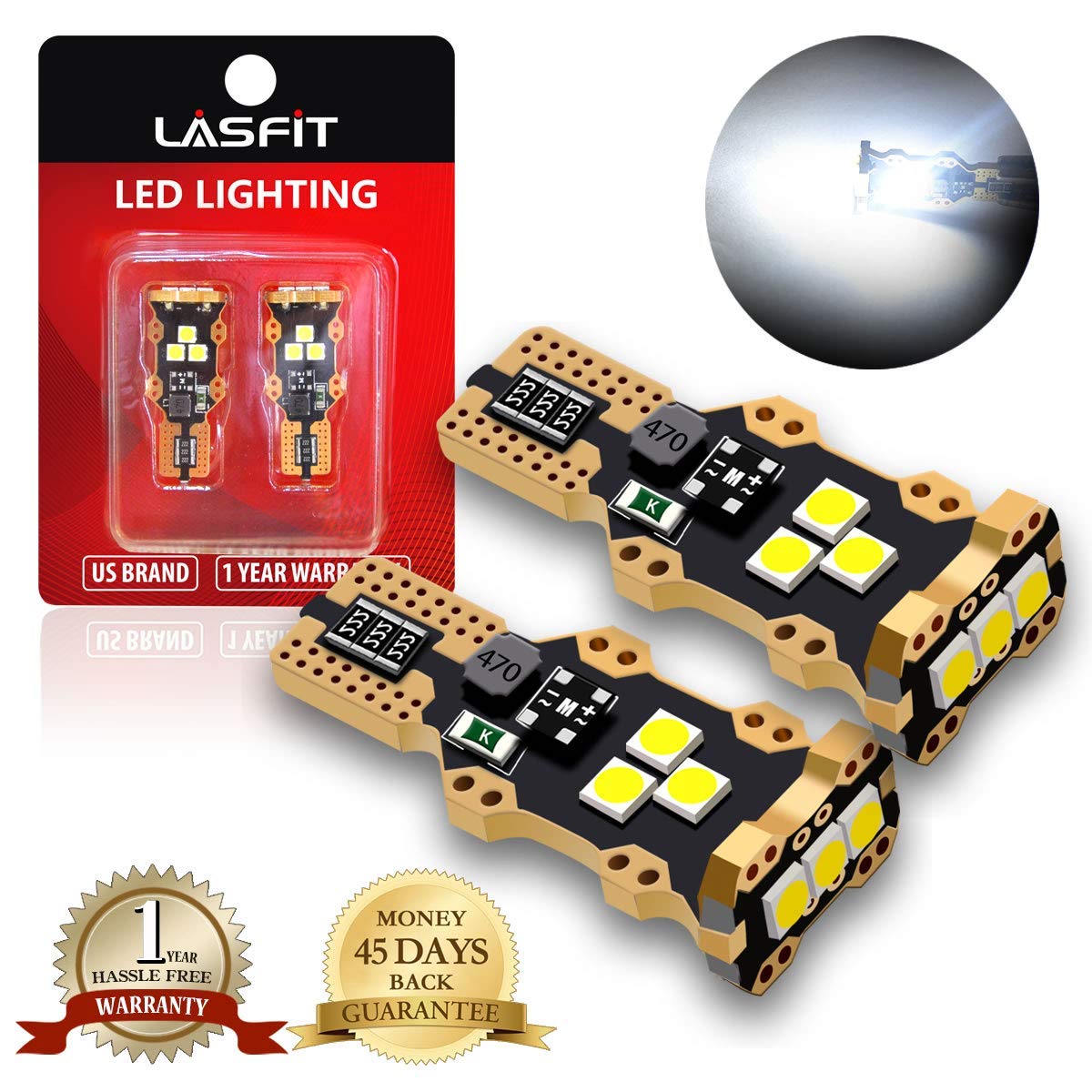 T15 W16W Reverse 921 955 Led Car Light Bulbs Xenon White Canbus Error Free 12V
