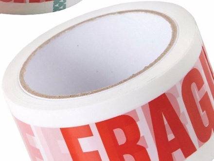 12 Rolls Of Quality LOW NOISE FRAGILE Packing Parcel Tape 48mm x 66M