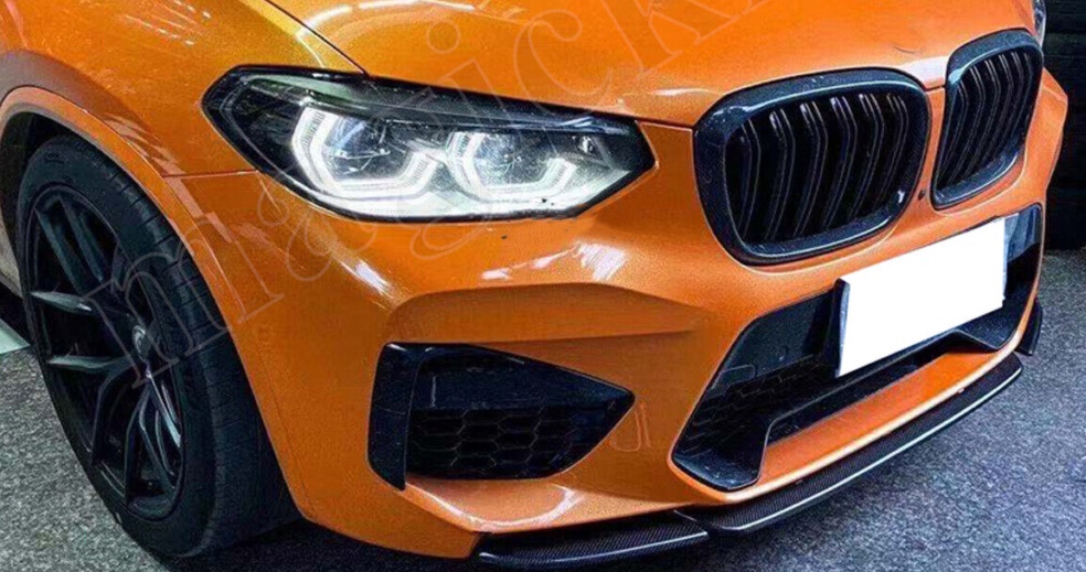 FOR BMW X3M F97 X4M F98 STR STYLE 3PC FRONT LIP SPOILER SPLITTER CARBON LOOK 19+