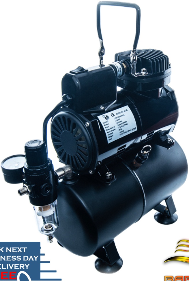 BARTSHARP Airbrush Compressor With Tank Inbuilt Cooling Fan Oil-Less Piston