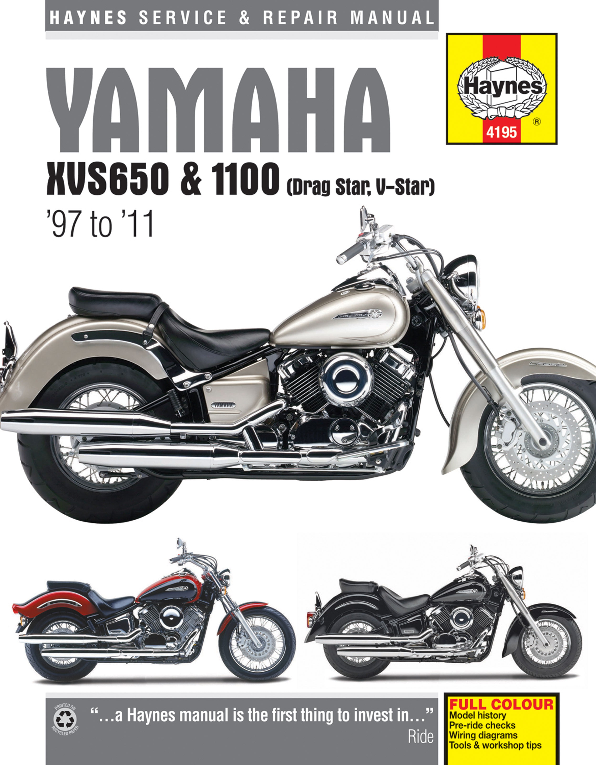 Yamaha XVS650 & 1100 Drag Star/V-Star (97 - 11) Haynes Repair Manual