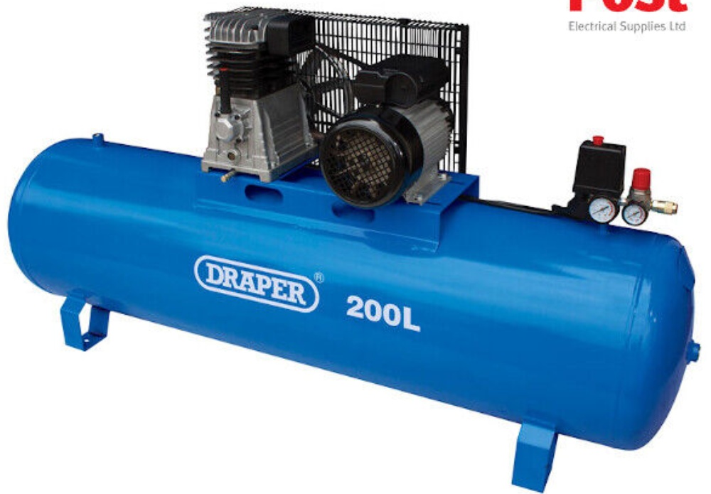 Draper 55313 200L Belt-Driven Air Compressor without wheels 22kW/3hp