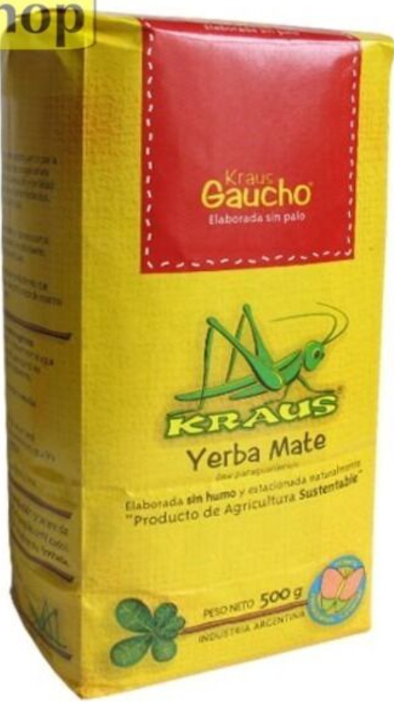 Y144 UNSMOKED YERBA MATE TEA: KRAUS GAUCHO - STRONG BLEND WITHOUT STEMS 500G