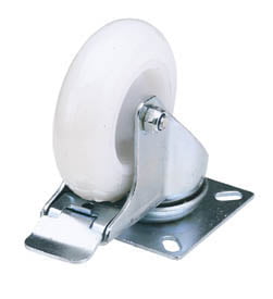Draper 65499 Swivel Plate Fixing Nylon Wheel with Brake 75mm Diameter SWL 70kg