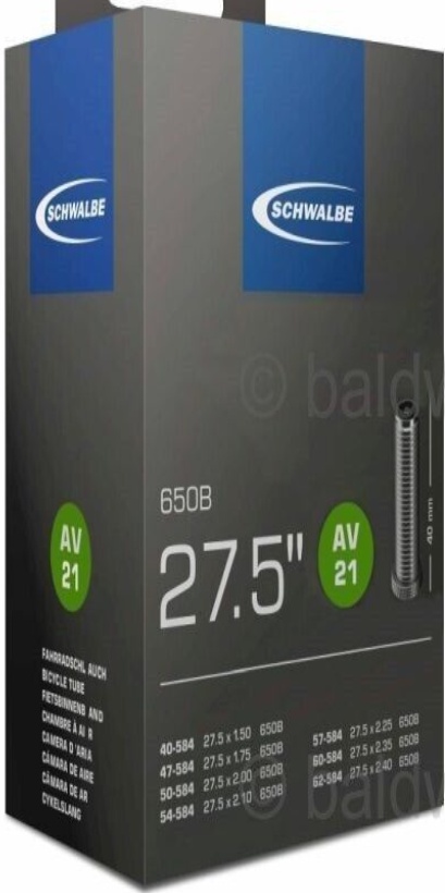 27.5 x 1.75 650B SCHWALBE AV21 Inner Tube 40mm Schrader / Car / Auto Valve