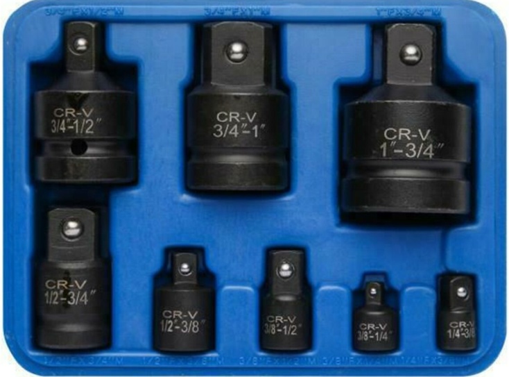 BlueSpot 8pc Impact Socket Adaptor Set Converter Reducer Adapter 1/4"" - 1"" 02077