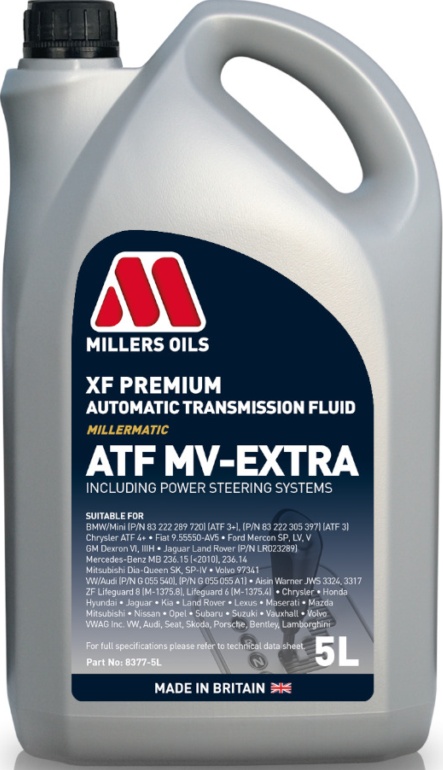 Millers Oils XF Premium ATF MV-EXTRA Automatic Transmission Fluid - 5 Litres
