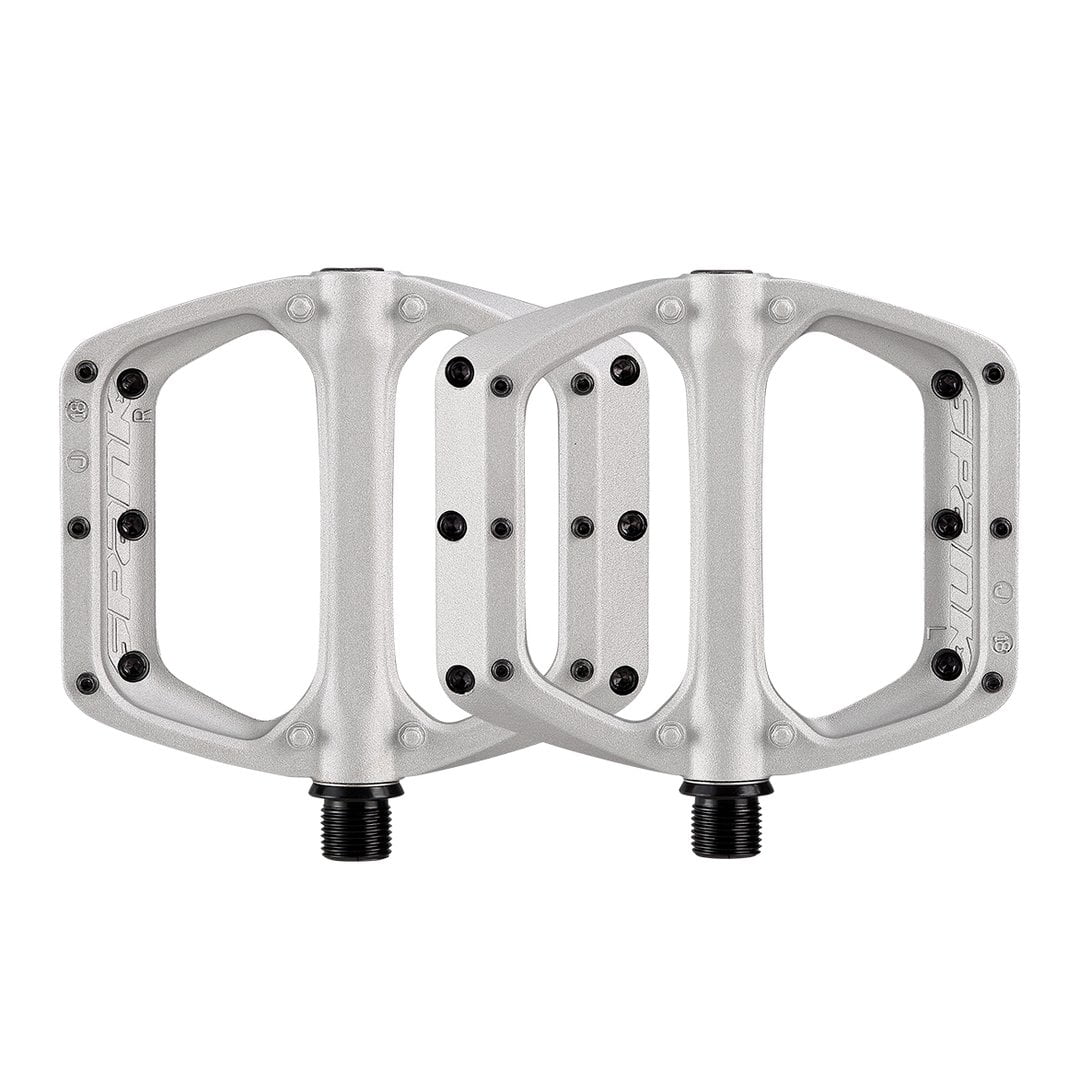 Spank Spoon DC Flat Pedals - Alloy MTB Enduro - Raw Silver - NEW! RRP £60 🇬🇧