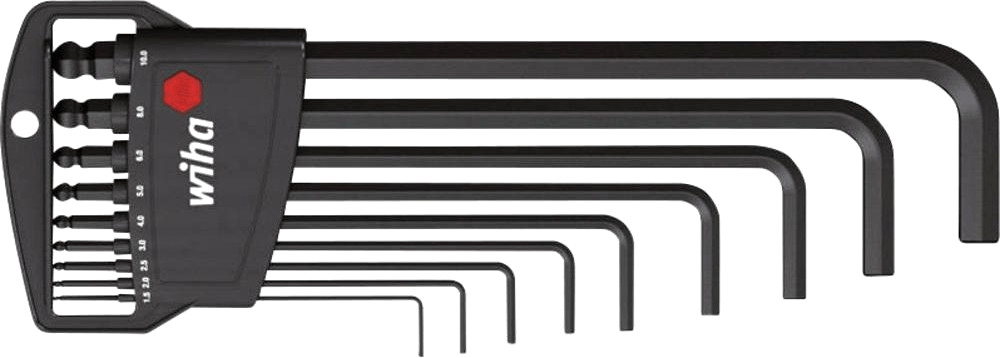 Wiha 03879 Allen L key Hex Driver Set Ball End Metric 1.5 to 10mm With Holder