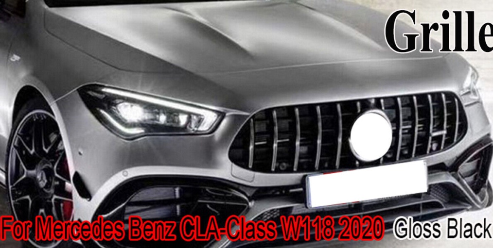 FOR MERCEDES BENZ CLA W118 C118 2019+ GT STYLE PANAMERICANA GRILLE GLOSSY BLACK