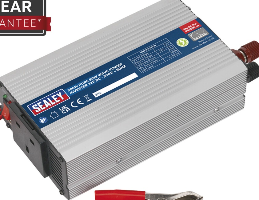 Sealey PSI300 Pure Sine Wave Power Inverter 300W 12V