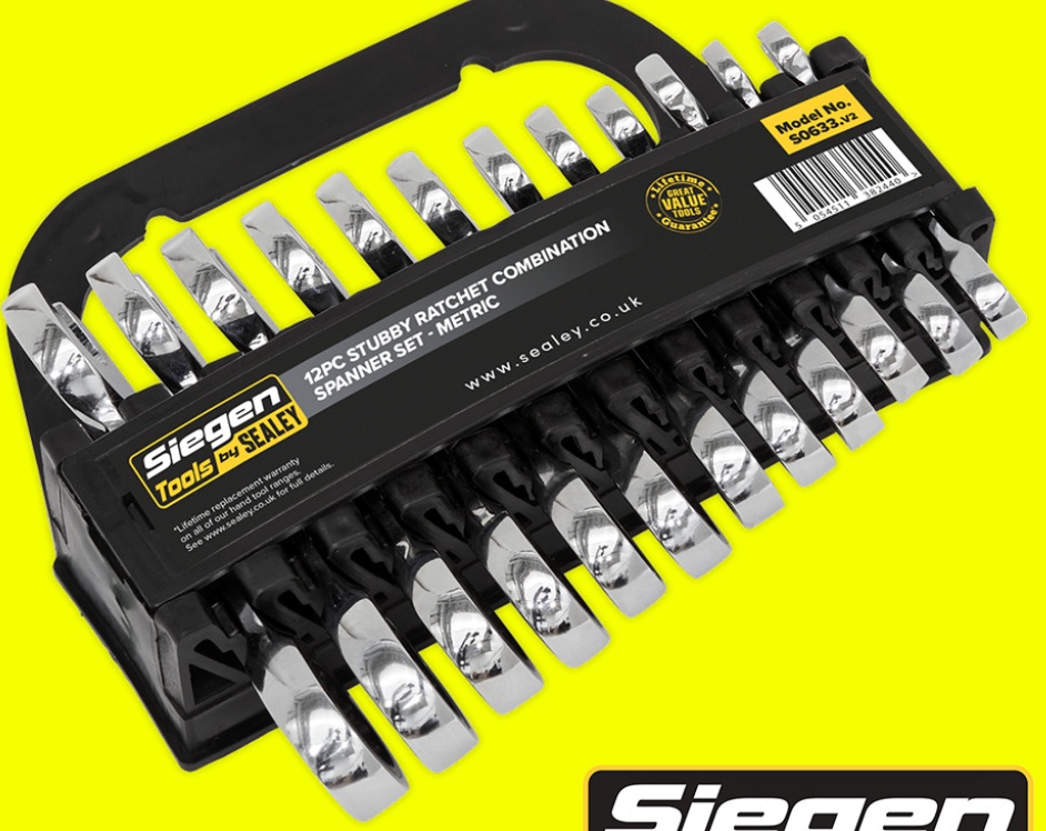 Siegen by Sealey Stubby Ratchet Combination Spanner Set 12pc Metric