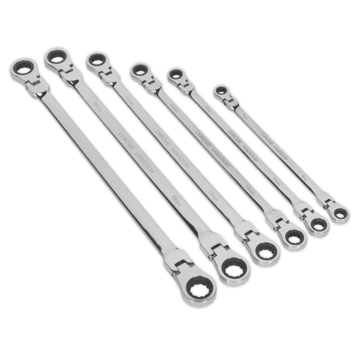 Sealey AK63832 Premier Extra-Long Flexi-Head Double End Ratchet Ring Spanne
