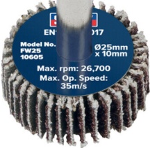 Sealey FW2510ASS 25 x 10mm Abrasive Flap Wheel on 6mm Shaft Assorted Grit - P