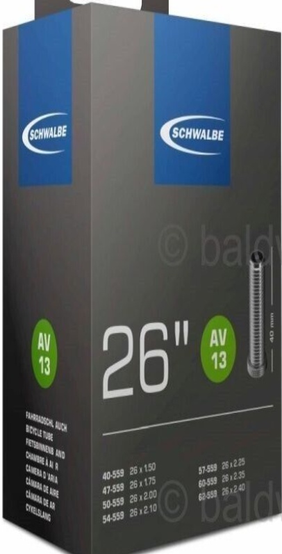 26 x 2.25 SCHWALBE AV13 Inner Tube 40mm Schrader / Car / Auto Valve