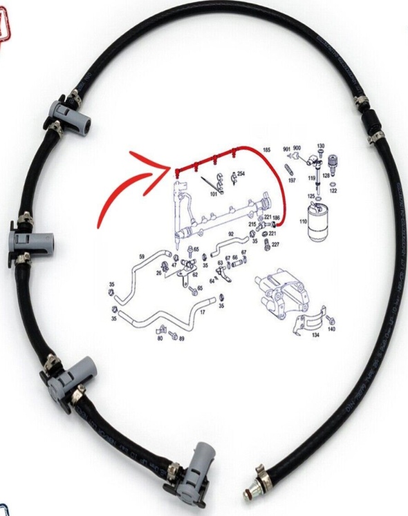 Leak Off Pipe Fuel Overflow For Mercedes Vito Mixto Viano A6460701532