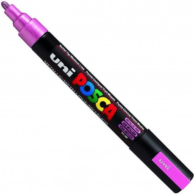 Uni : Posca Marker : PC-5M : Medium Bullet Tip : 1.8 - 2.5mm : Metallic Pink