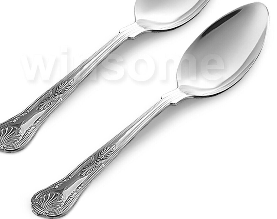 2x Large Serving Spoons Set Stainless Steel King Pattern Utensil Silver Cutlery