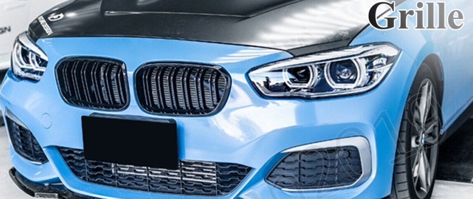 Gloss Black Front Kidney Grilles Grills For BMW F20 F21 1 Series M1 Style 15-19