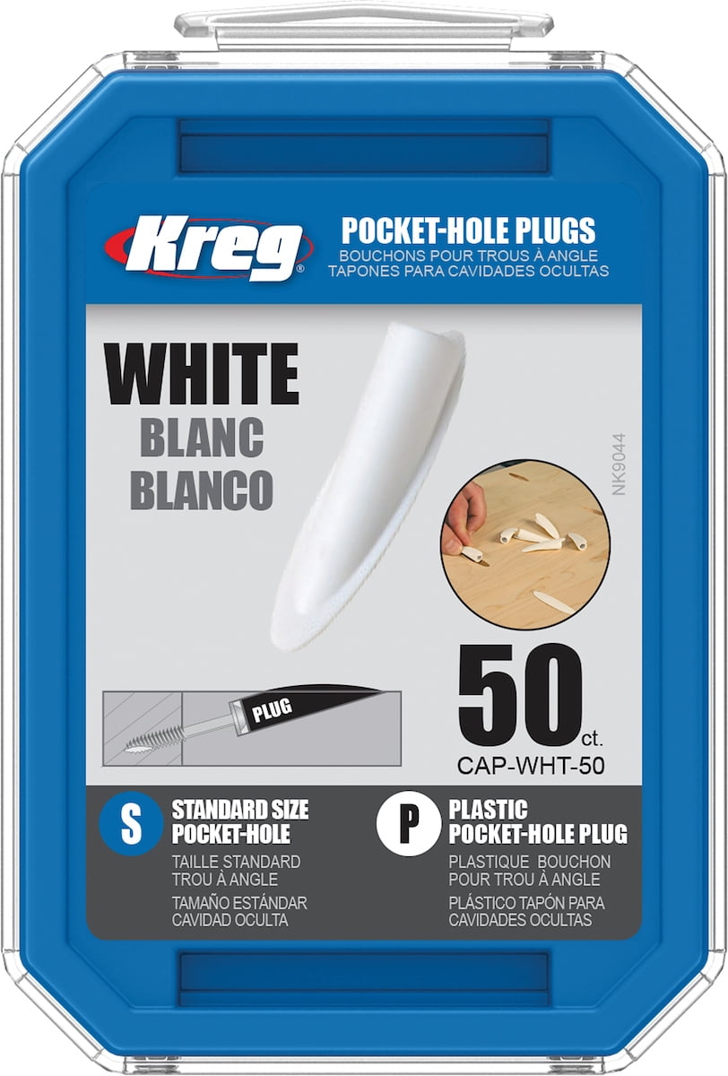 Kreg CAP-WHT-50 Pack of 50 Plastic White Pocket-Hole Plugs for Kreg Pocket Jigs